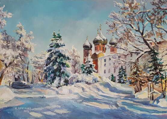 “Frosty the sun by the intercession in Izmailovo” Canvas Oil paint Impressionist Landscape painting 2018 - photo 1