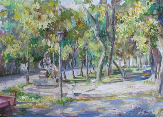 “The monument to people's artist of the USSR Valentina Leontyeva. Aunt Valya in Ulyanovsk” Canvas Oil paint Impressionist Landscape painting 2012 - photo 1