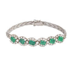 Bracelet with 6 emeralds and diamonds