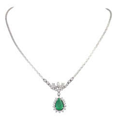 Necklace with emerald drops and diamonds