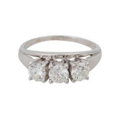 Ring with 3 brilliant-cut diamonds, together approx. of 1.4 ct, (punz.) FW-WHITE (G-H)/VVS,