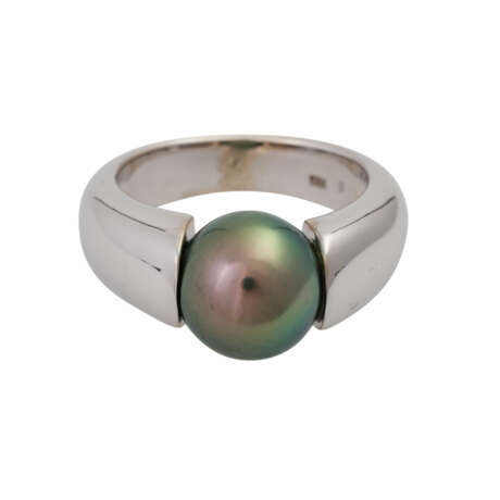 Ring mit Tahiti Zuchtperle, ca. 11 mm, grau-grün - фото 1