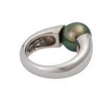 Ring mit Tahiti Zuchtperle, ca. 11 mm, grau-grün - фото 3