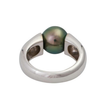 Ring mit Tahiti Zuchtperle, ca. 11 mm, grau-grün - photo 4