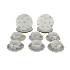 MEISSEN coffee service for 6 persons 'scattered flowers', 20. Century, 2. Choice.