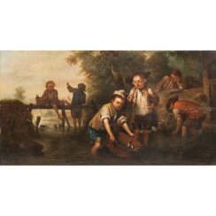 SEEKATZ, Johann Konrad, ATTRIBUIERT (1719 - 1768), "Am Flussufer spielende Kinder",