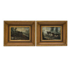 ALTMEISTER DES 18. Jahrhundert., Paar Gemälde "Hirten bei der Rast"