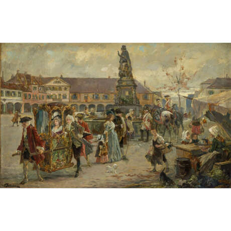 KLEIN, FRIEDRICH EMIL (1841-1921), "Szene auf Markplatz" - Foto 1