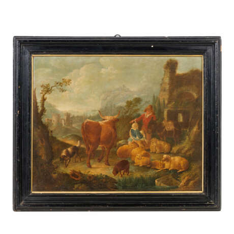 BERCHEM, Nicolaes, Umkreis/Nachfolge (N.B.: 1620-1683), "Hirtenpaar mit Herde bei der Rast", - photo 2