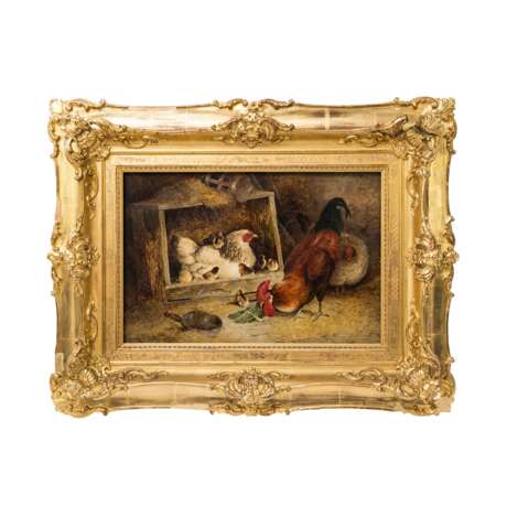 VALTER, FREDERICK E. (um 1850/60-1930, englischer Maler), "Hühnervieh vor dem Stall", - Foto 2