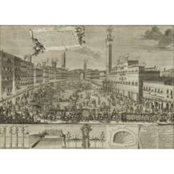 ITALIENISCHER GRAPHIKER des 18. Jahrhundert, "Veduta della piazza di Siena illuminata pel solenne ingresso della ... G. Principessa di T