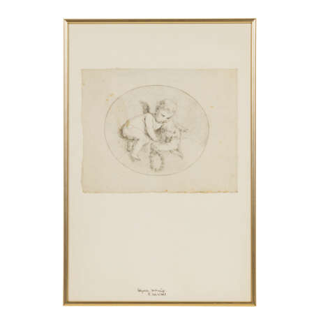 KÜNSTLER des 18. Jahrhundert, wohl Frankreich, "Zwei Putten mit Blumenkranz", - photo 2