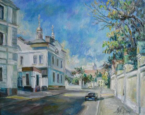 “Podsosensky lane” Canvas Oil paint Impressionist Landscape painting 2012 - photo 1