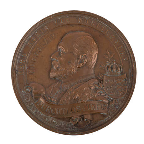 Württemberg - Bronzemedaille ohne Jahresangabe (1891), Auf König Karl und Graf Eberhard im Bart, - Foto 1
