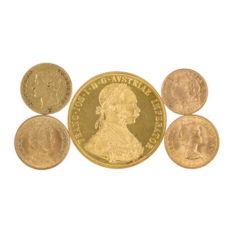 GOLDLOT ca. 35 g fein, bestehend aus 5 Münzen wie folgt: - photo 1