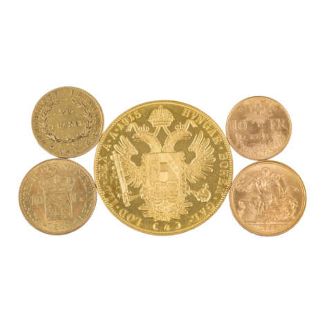 GOLDLOT ca. 35 g fein, bestehend aus 5 Münzen wie folgt: - фото 2