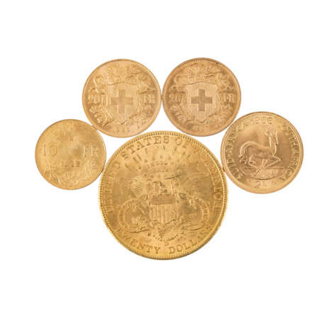 GOLDLOT ca. 51,8 g fein mit USA 20 Dollars 1906 D - photo 2