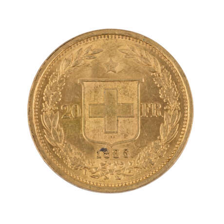 Schweiz - 20 Franken 1886, Helvetia, ss-vz, minimal verschmutzt, - photo 2