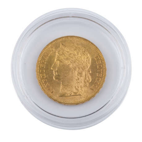 Schweiz/GOLD - 20 Franken 1896/B, Helvetia, ss., Kratzer, - фото 1