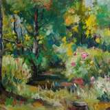 “Stream in the Izmailovo forest” Cardboard Oil paint Impressionist Landscape painting 2019 - photo 1