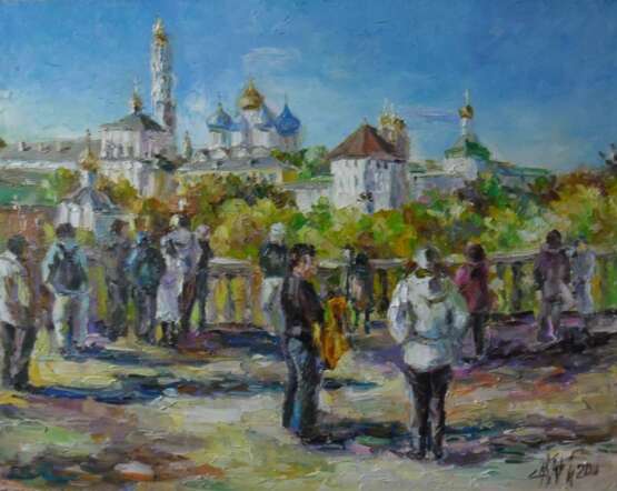 “Tourists. Sergiev Posad” Canvas Oil paint Impressionist Historical genre 2011 - photo 1