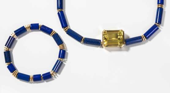 Beryll-Lapislazuli-Demi-Parure - photo 1