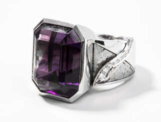 Amethyst-Meteorit-Brillant-Ring