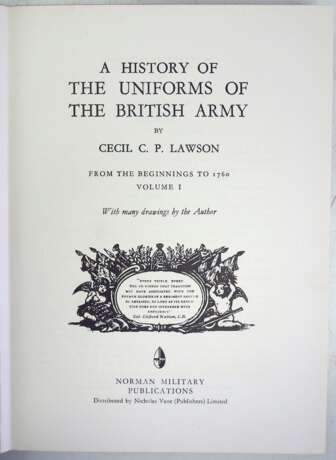 C.C.P. Lawson: A history of the uniforms of the British Army from the beginnings to 1760. Volume 1-5. - Foto 3