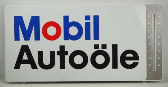 Emailleschild: Mobil Autoöle - mit Thermometer. - photo 1