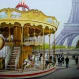 „Pariser Carousel“ Leinwand Ölfarbe Realismus Landschaftsmalerei 2018 - Foto 1