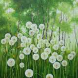 “Spring landscape with dandelions” Canvas Oil paint Realism Landscape painting 2016 - photo 1