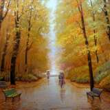 “In the autumn Park” Canvas Oil paint Realist Landscape painting 2015 - photo 1