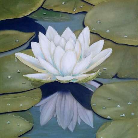 «La magie du lotus» Toile Peinture à l'huile Réalisme Nature morte 2019 - photo 3