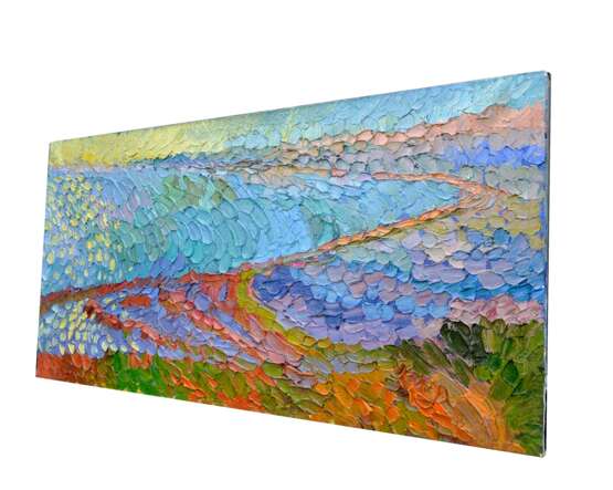 “Kosa Tuzla. The Kerch Strait” Canvas Oil paint Impressionist Landscape painting 2011 - photo 2