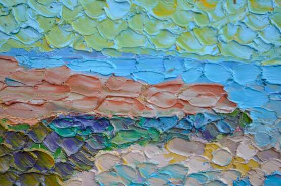 «Розовый морской берег» Холст Масляные краски Импрессионизм Пейзаж 2013 г. - фото 5