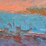 «Пристань с кораблями» Холст Масляные краски Импрессионизм Пейзаж 2011 г. - фото 1