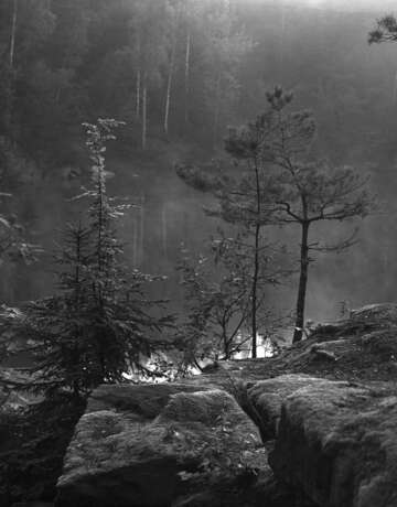 “The lake among the rocks” Photographic paper Film Photo Black & white photo Landscape painting 2017 - photo 1
