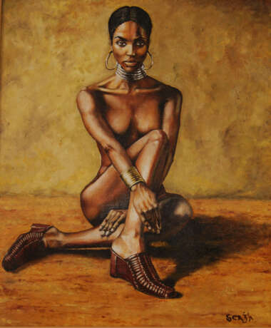 “black woman” Cardboard Oil paint Realist 2019 - photo 1