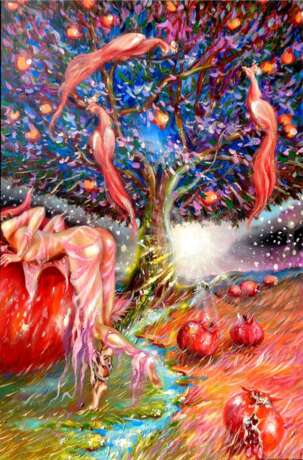 “Pomegranate nymph temptation” Canvas Oil paint Surrealism Mythological 2014 - photo 1