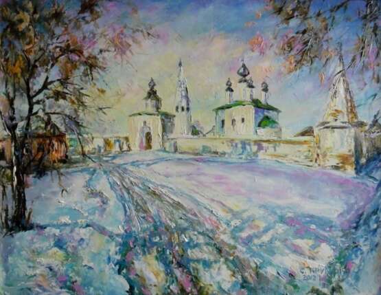 “Aleksandrovsky monastery in Suzdal” Canvas Oil paint Impressionist Landscape painting 2012 - photo 1