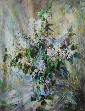 “White lilac” Canvas Oil paint Impressionist Still life 2013 - photo 1