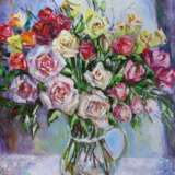 “A bouquet of roses” Canvas Oil paint Impressionist Still life 2012 - photo 1