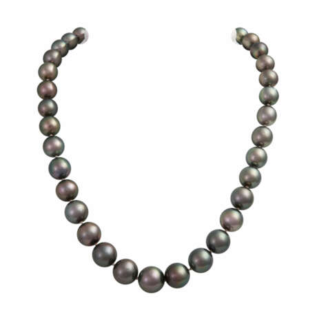 Collier aus Tahiti Zuchtperlen im Größenverlauf, ca. 9-12 mm, - Foto 1