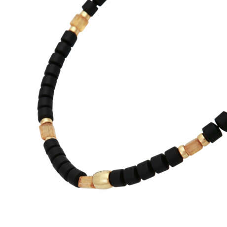 Collier aus Onyx in Walzenform mit 5 gelben Beryllen - Foto 4