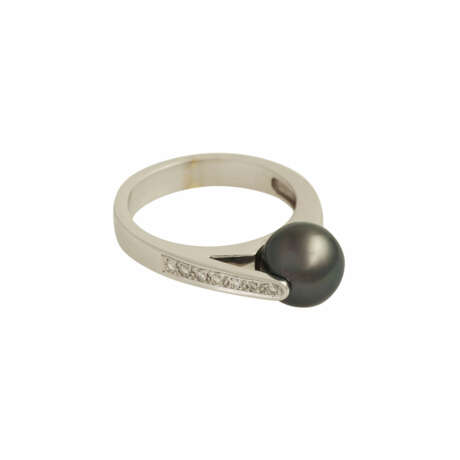 Ring mit Tahiti-Zuchtperle, ca. 9 mm und 7 kl. Diamanten - photo 2
