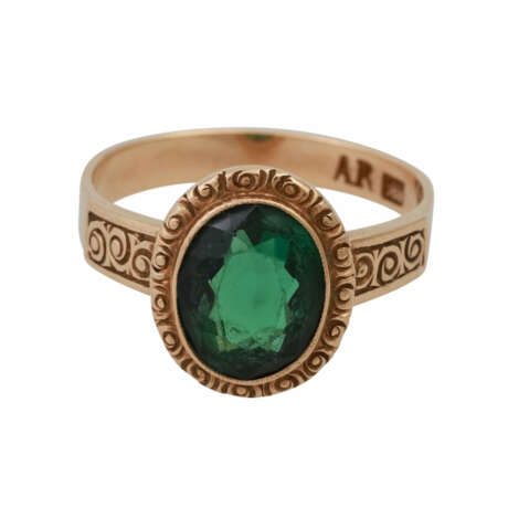 Ring mit grünem Turmalin ca. 2 ct, - Foto 1