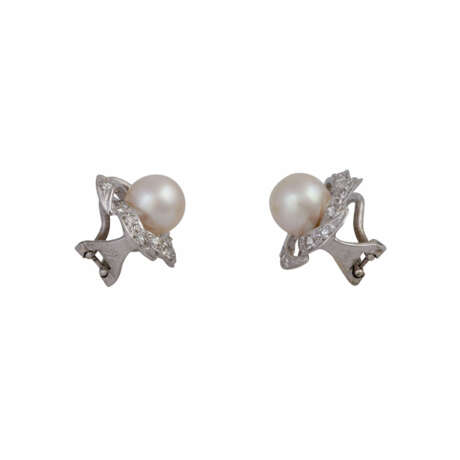 Paar Ohrclips mit Perlen und Diamanten - фото 2