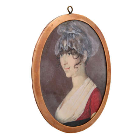 Porträt-Miniatur einer Biedermeier-Dame, wohl England 1. Hälfte 19. Jahrhundert. - photo 2