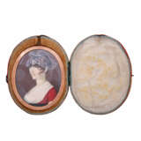 Porträt-Miniatur einer Biedermeier-Dame, wohl England 1. Hälfte 19. Jahrhundert. - Foto 4