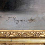 ROUGERON, J. (französ. Künstler/in 2. Hälfte 19. Jahrhundert), "Pfingstrosen und Tulpen in brauner Keramikvase", - photo 3